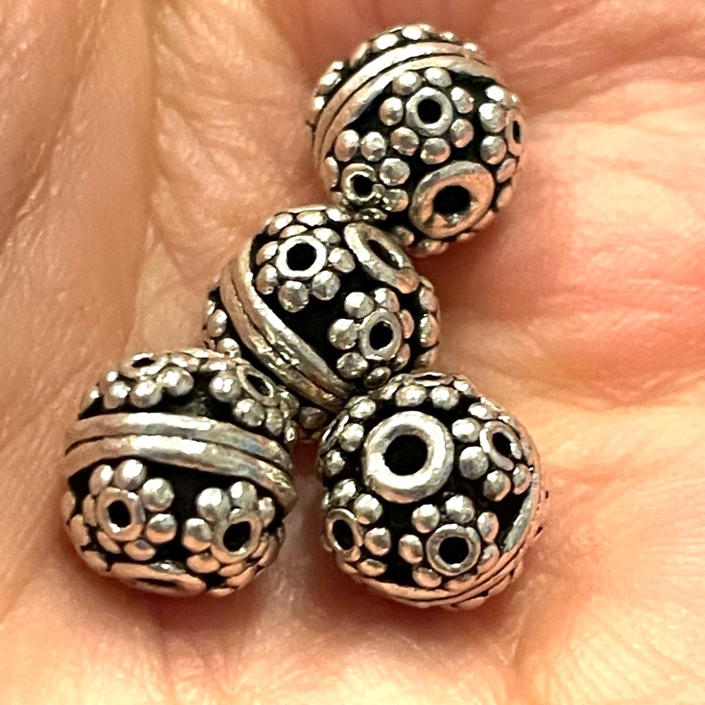 Lot of 2 Sterling Bali Beads 9x8mm